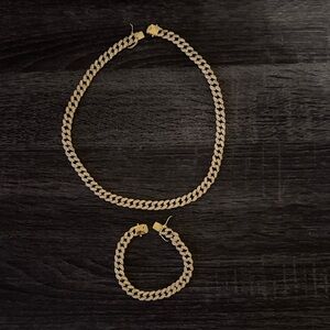 T.J.Maxx Gold plated and Silver Necklace Set CZ